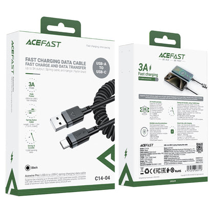 USB-A - USB-C Acefast C14-04 adat- és töltőkábel, 18W, 1,2m, Fekete