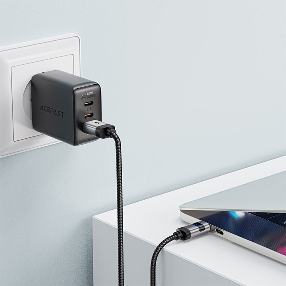 USB-A to USB-C Acefast C15-04 Display Data and Charging Cable, 66W, 1.2m, Black
