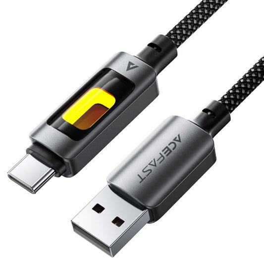 USB-A - USB-C Acefast C21-04 adat- és töltőkábel, 18W, 1.2m, Fekete