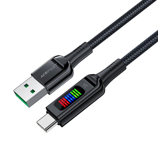 USB-A - USB-C Acefast C7-04 adat- és töltőkábel, 18W, 1.2m, Fekete