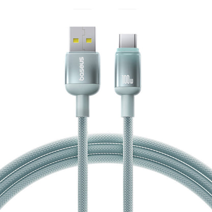 USB-A - USB-C Baseus Discolor adat- és töltőkábel, 100W, 1m, Kék-Zöld E0420801