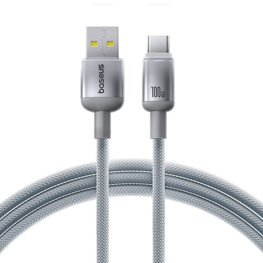 USB-A - USB-C Baseus Discolor adat- és töltőkábel, 100W, 1m, ezüst E0420803