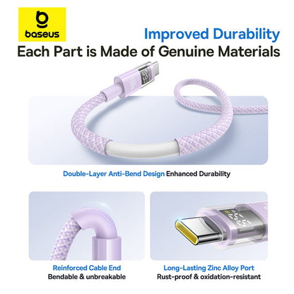USB-A to USB-C Baseus Display 2 Data and Charging Cable, 100W, 1m, Purple P10382701511-00
