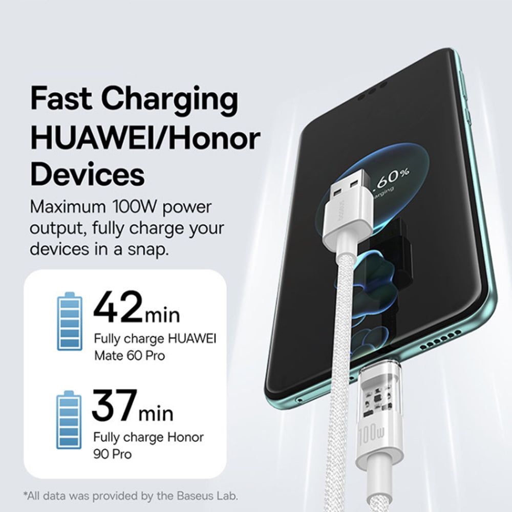 USB-A - USB-C Baseus Gem adat- és töltőkábel, 100W, 1m, Fehér P10373002211-00