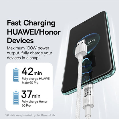 USB-A - USB-C Baseus Gem adat- és töltőkábel, 100W, 1m, Fehér P10373002211-00