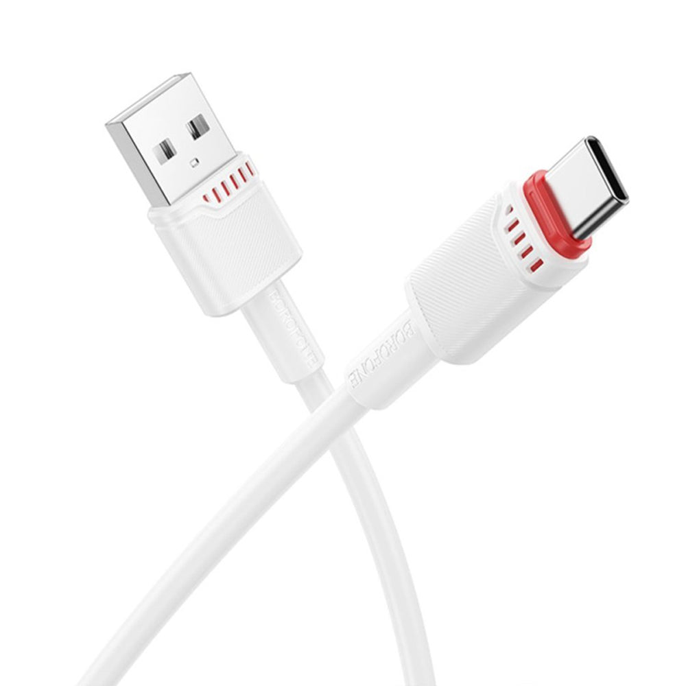 USB-A - USB-C Borofone BX110 Beneficio adat- és töltőkábel, 18W, 1m, Fehér