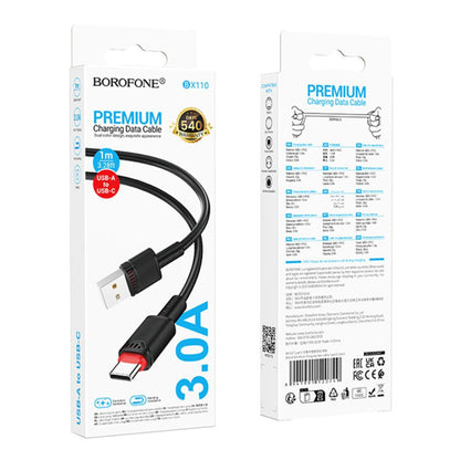 USB-A - USB-C Borofone BX110 Beneficio adat- és töltőkábel, 18W, 1m, Fekete