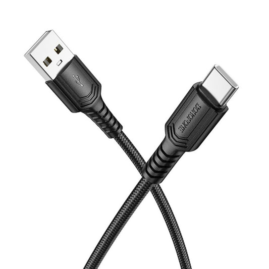 USB-A - USB-C Borofone BX116 Certain adat- és töltőkábel, 18W, 1m, Fekete