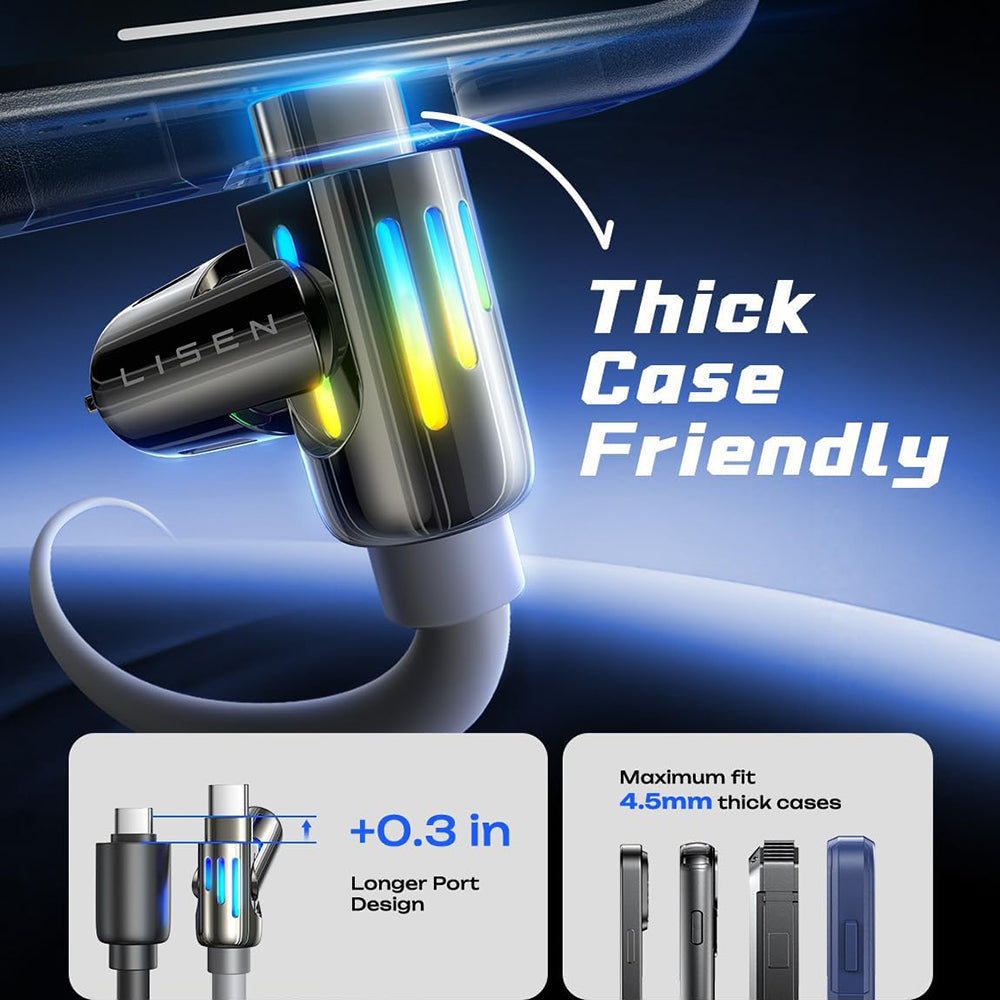 USB-A / USB-C - Lightning / USB-C Lisen 4in1 adat- és töltőkábel, 240W, 2m, szürke YL0124110002