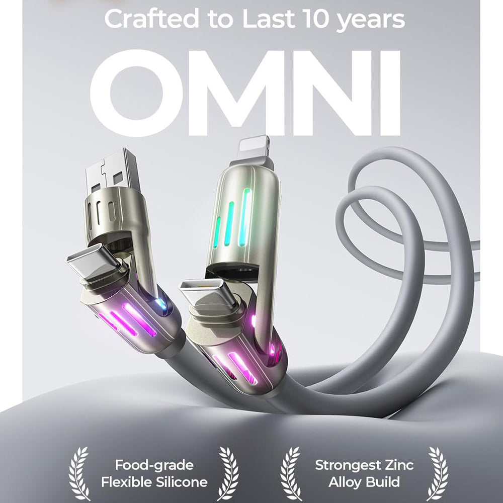 USB-A / USB-C - Lightning / USB-C Lisen 4in1 adat- és töltőkábel, 240W, 2m, szürke YL0124110002