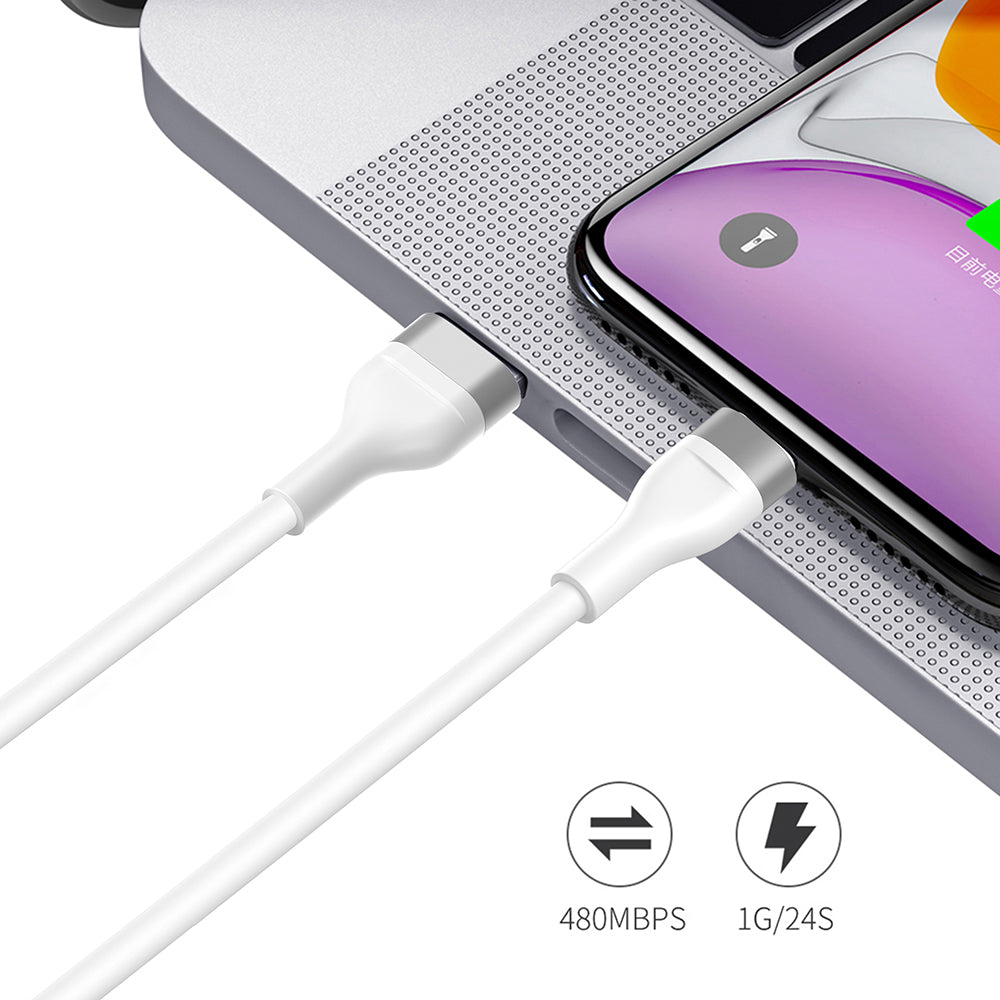 USB-A - USB-C Lito LD02C adat- és töltőkábel, 18W, 1.2m, Fehér