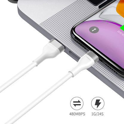 USB-A - USB-C Lito LD02C adat- és töltőkábel, 18W, 1.2m, Fehér