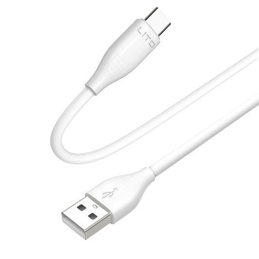 USB-A - USB-C Lito LD03T adat- és töltőkábel, 18W, 1m, Fehér