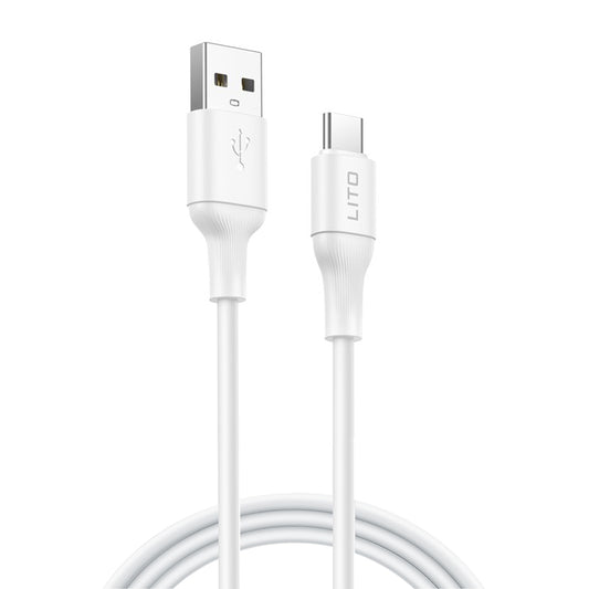 USB-A - USB-C Lito LD06T adat- és töltőkábel, 18W, 1m, Fehér