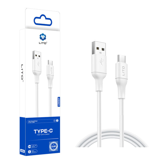 USB-A - USB-C Lito LD06T adat- és töltőkábel, 18W, 1m, Fehér