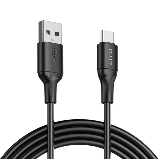 USB-A - USB-C Lito LD06T adat- és töltőkábel, 18W, 1m, Fekete