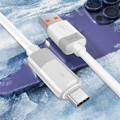 USB-A - USB-C Lito LD07 adat- és töltőkábel, 18W, 1m, Fehér