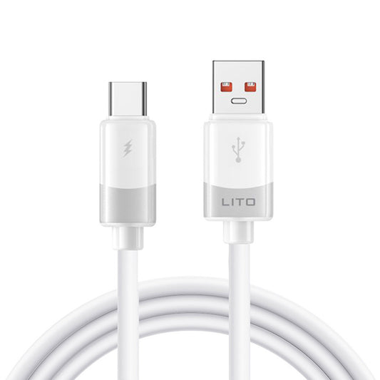 USB-A - USB-C Lito LD07 adat- és töltőkábel, 18W, 1m, Fehér