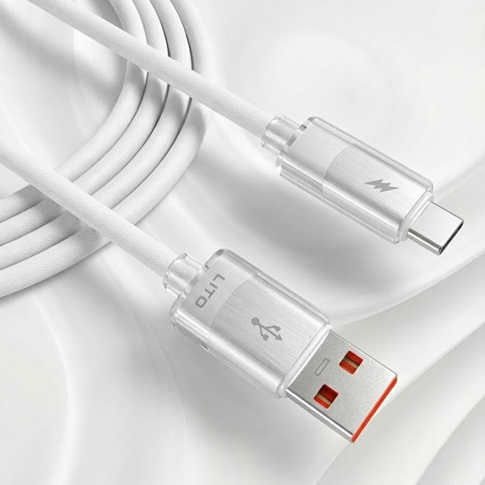 USB-A - USB-C Lito LD07 adat- és töltőkábel, 18W, 1m, Fehér