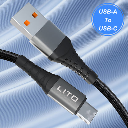 USB-A - USB-C Lito LD08T adat- és töltőkábel, 18W, 1m, Fekete