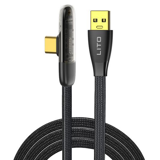 USB-A - USB-C Lito LD11C adat- és töltőkábel, 18W, 1m, Fekete