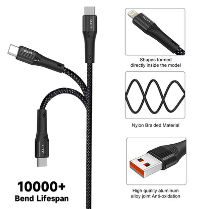 USB-A - USB-C Lito LD14 adat- és töltőkábel, 60W, 1m, Fekete