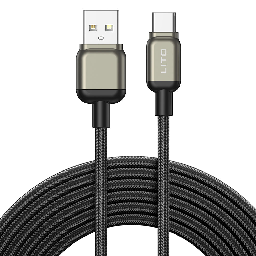 USB-A - USB-C Lito LD17 adat- és töltőkábel, 18W, 1m, Fekete