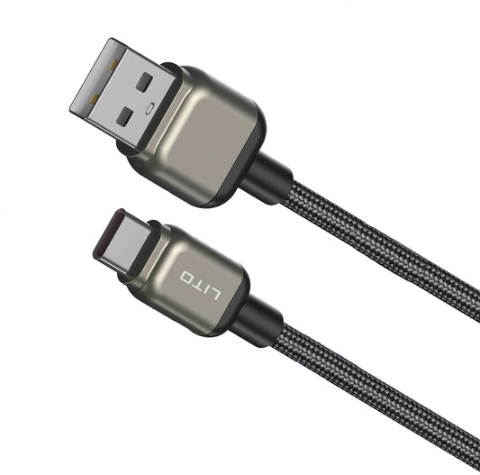 USB-A - USB-C Lito LD17 adat- és töltőkábel, 18W, 1m, Fekete