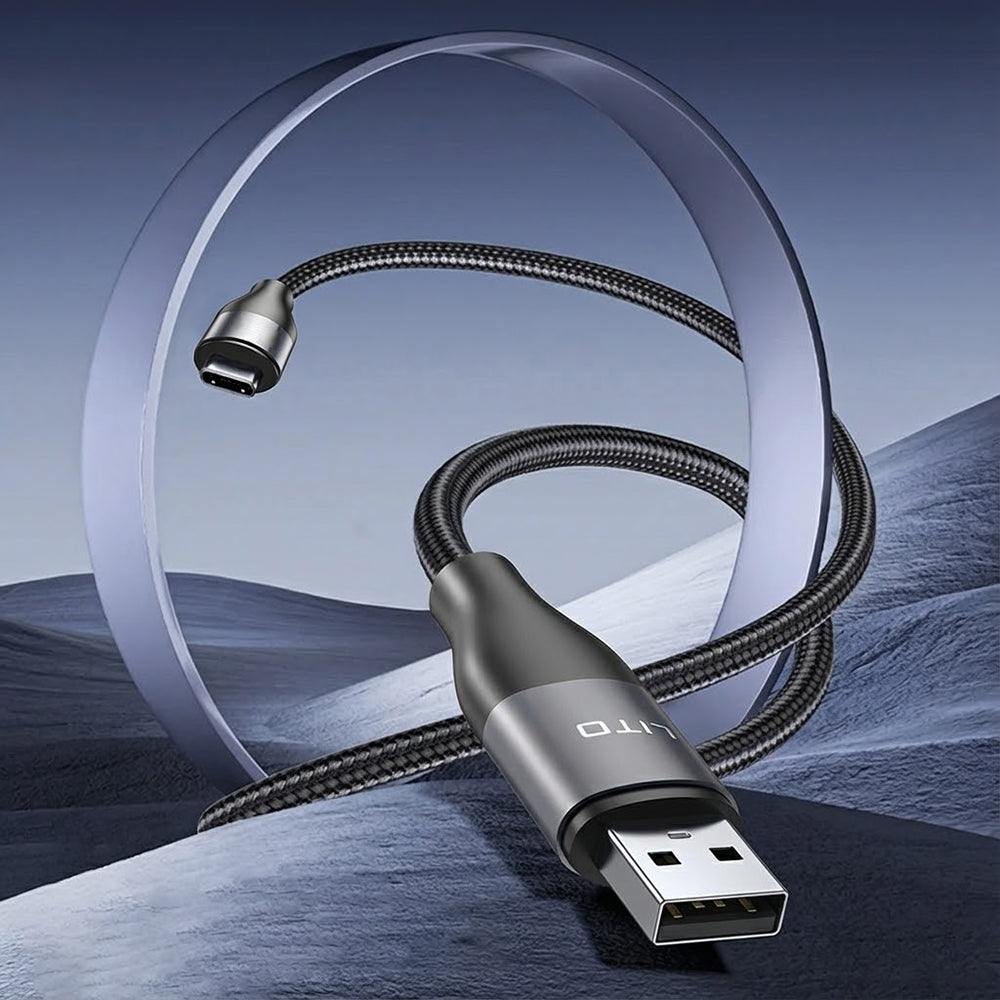 USB-A - USB-C Lito LD23T adat- és töltőkábel, 18W, 1m, szürke