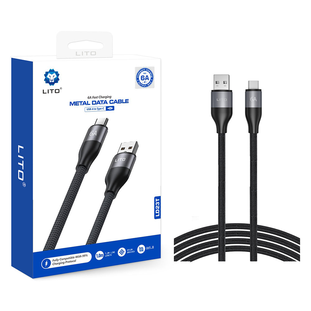 USB-A - USB-C Lito LD23T adat- és töltőkábel, 18W, 1m, szürke