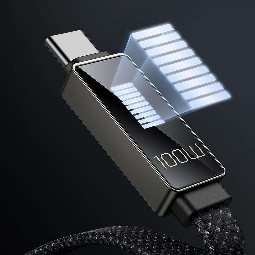 USB-A - USB-C McDodo CA-4980 Rythm Display adat- és töltőkábel, 100W, 1.2m, Fekete