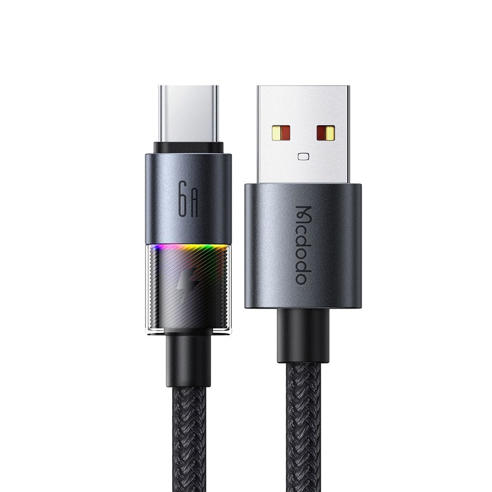 USB-A - USB-C McDodo CA-8180 Colorful adat- és töltőkábel, 66W, 1.2m, Fekete