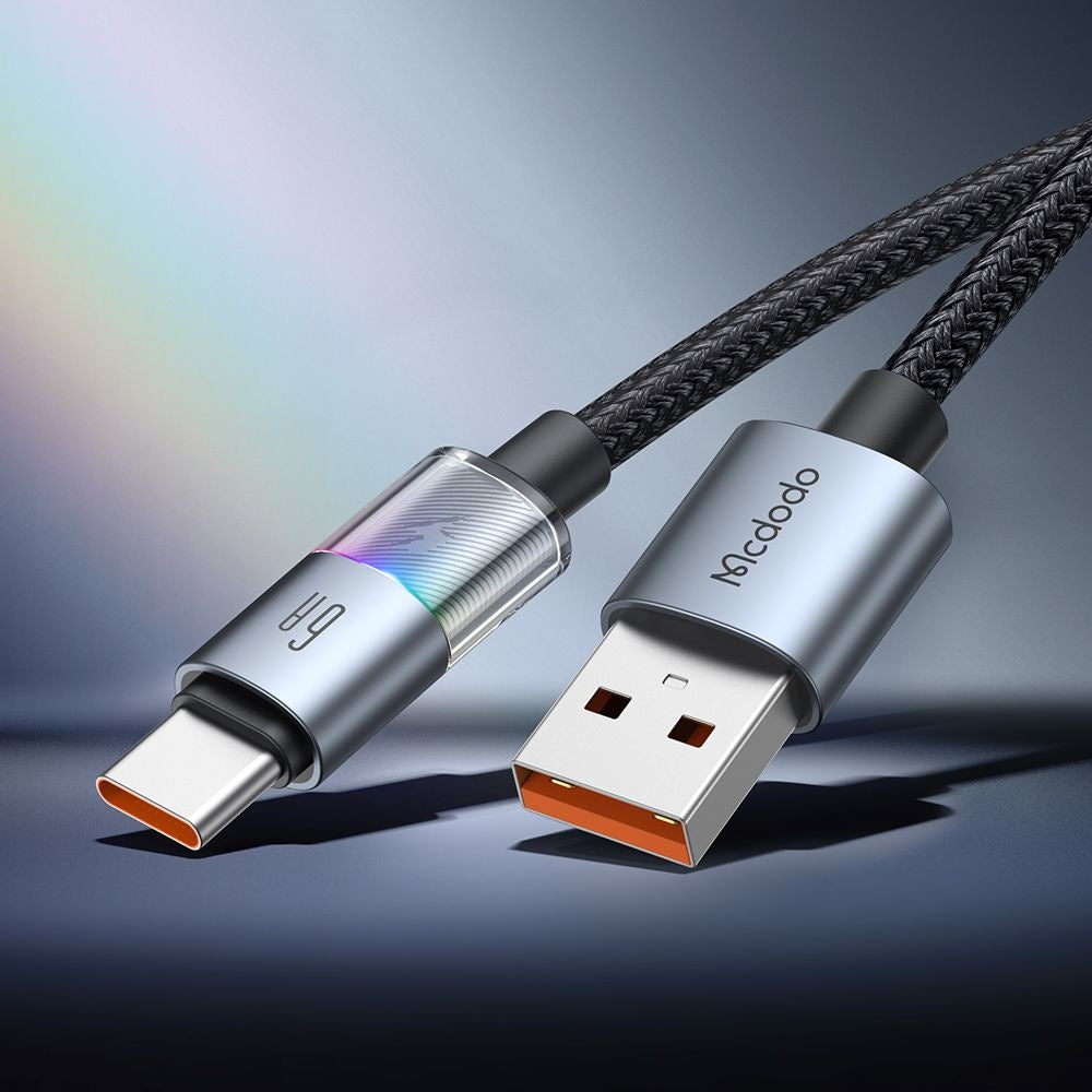 USB-A - USB-C McDodo CA-8180 Colorful adat- és töltőkábel, 66W, 1.2m, Fekete