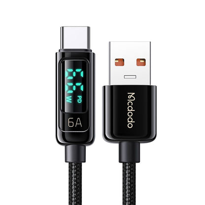 USB-A - USB-C McDodo CA-8690 Display adat- és töltőkábel, 66W, 1.2m, Fekete