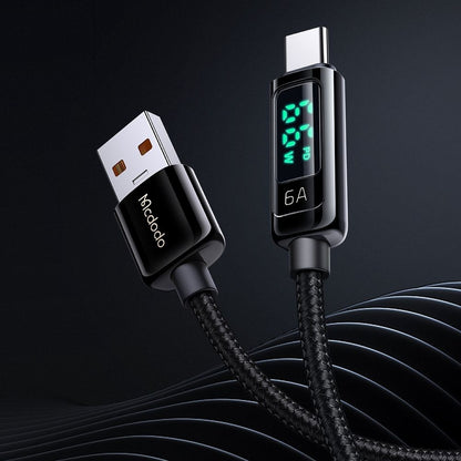 USB-A - USB-C McDodo CA-8690 Display adat- és töltőkábel, 66W, 1.2m, Fekete