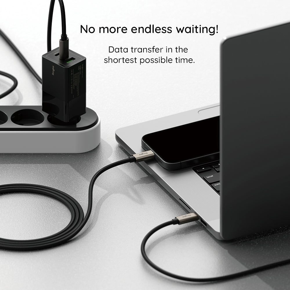 USB-A - USB-C Ringke adat- és töltőkábel, 60W, 2m, Fekete