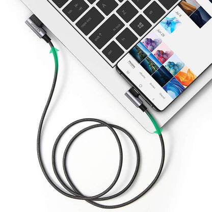 USB-A - USB-C UGREEN US176 Angled adat- és töltőkábel, 18W, 3m, szürke