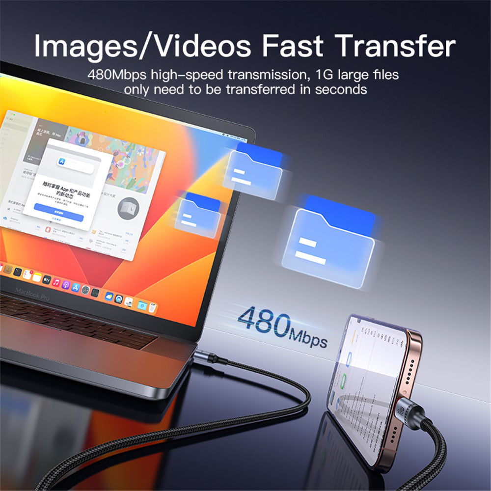 USB-A - USB-C Yesido CA129C adat- és töltőkábel, 18W, 1.2m, Fekete