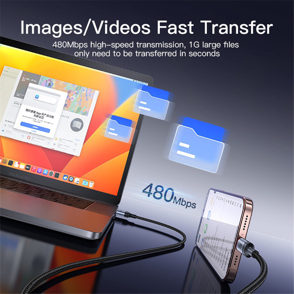 USB-A - USB-C Yesido CA130C adat- és töltőkábel, 18W, 2m, Fekete