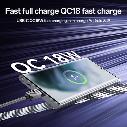 USB-A - USB-C Yesido CA135C adat- és töltőkábel, 18W, 1.2m, Fekete