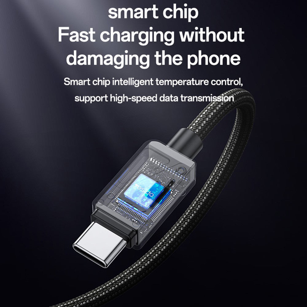 USB-A - USB-C Yesido CA135C adat- és töltőkábel, 18W, 1.2m, Fekete