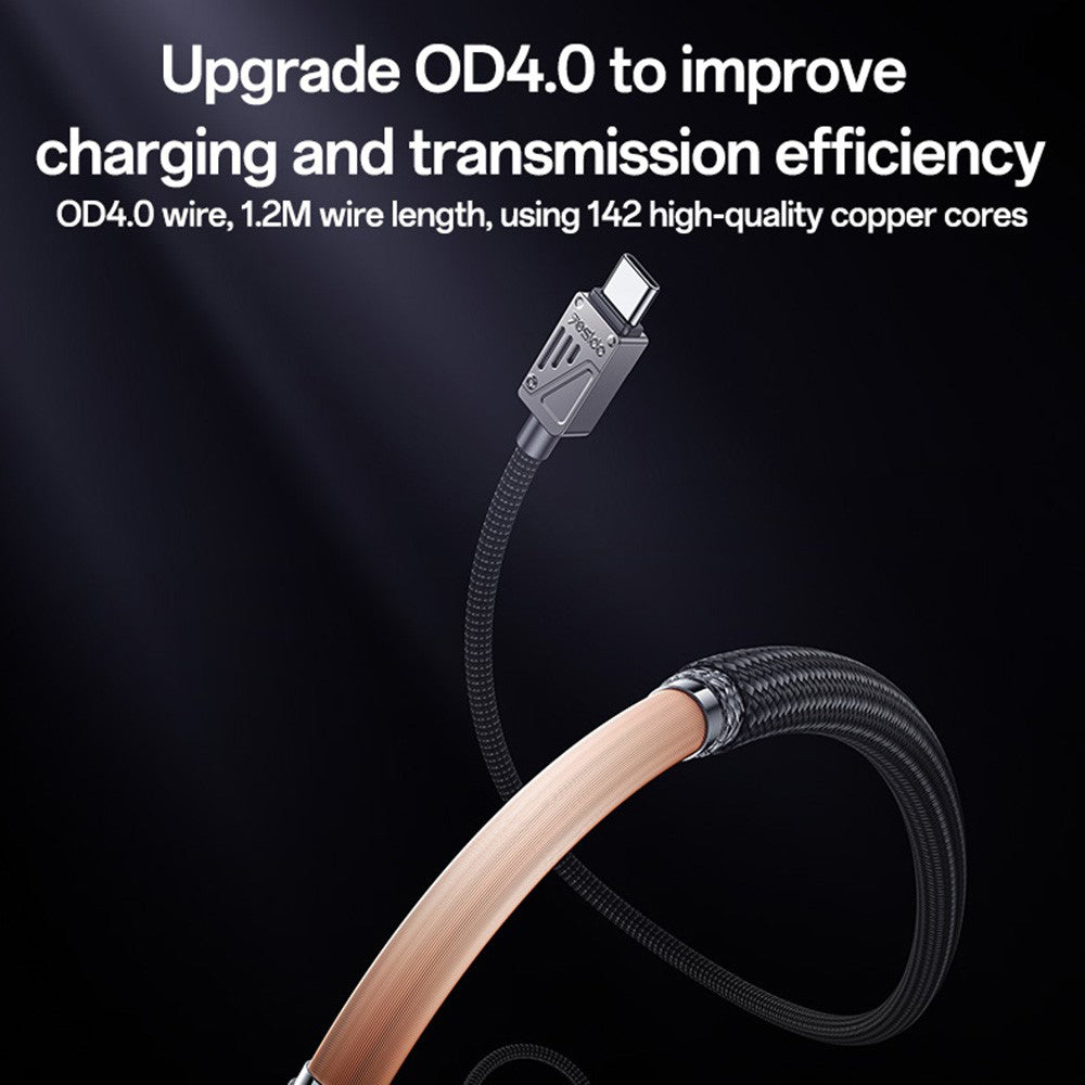 USB-A - USB-C Yesido CA135C adat- és töltőkábel, 18W, 1.2m, Fekete