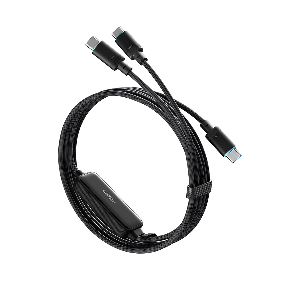 USB-C adat- és töltőkábel - 2 x USB-C Cuktech C2C615, 140W, 1,5 m, fekete CKC2C615GLBK