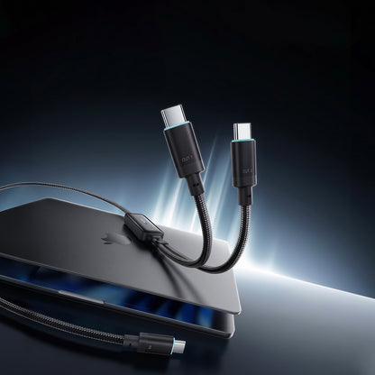 USB-C adat- és töltőkábel - 2 x USB-C Cuktech C2C615, 140W, 1,5 m, fekete CKC2C615GLBK