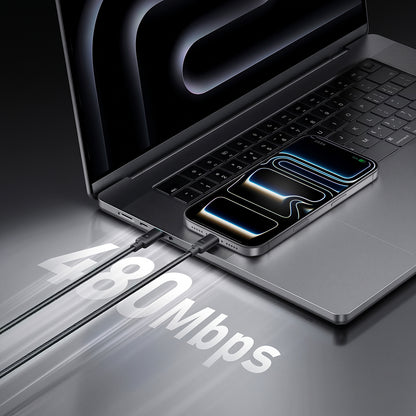 USB-C adat- és töltőkábel - 2 x USB-C Cuktech C2C615, 140W, 1,5 m, fekete CKC2C615GLBK