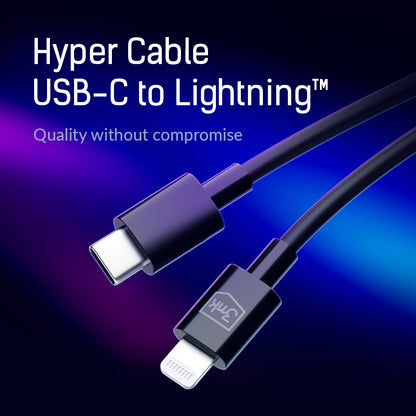 USB-C - Lightning adat- és töltőkábel 3MK Hyper, 20W, 1,2m, fehér