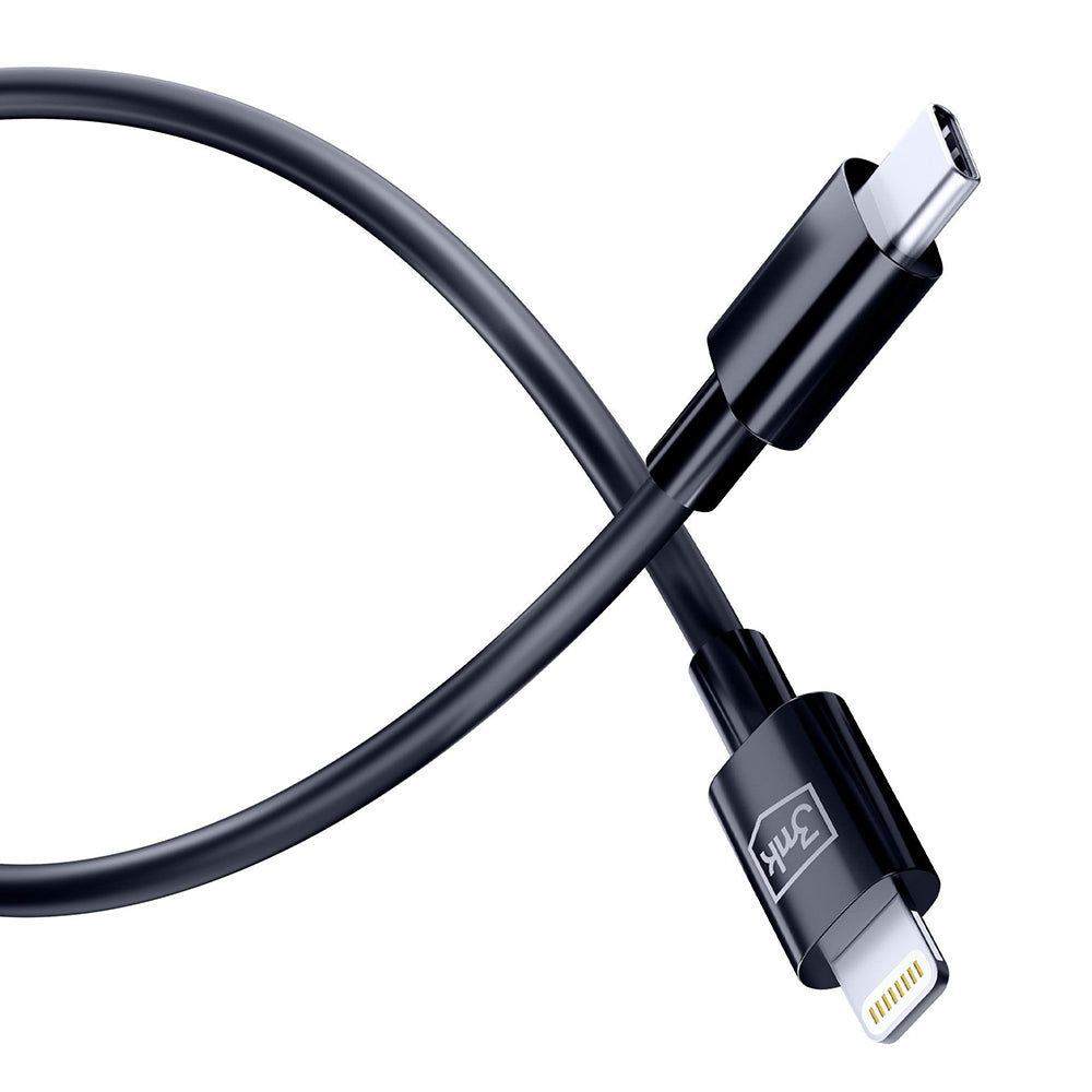 USB-C - Lightning adat- és töltőkábel 3MK Hyper, 20W, 1,2m, fehér