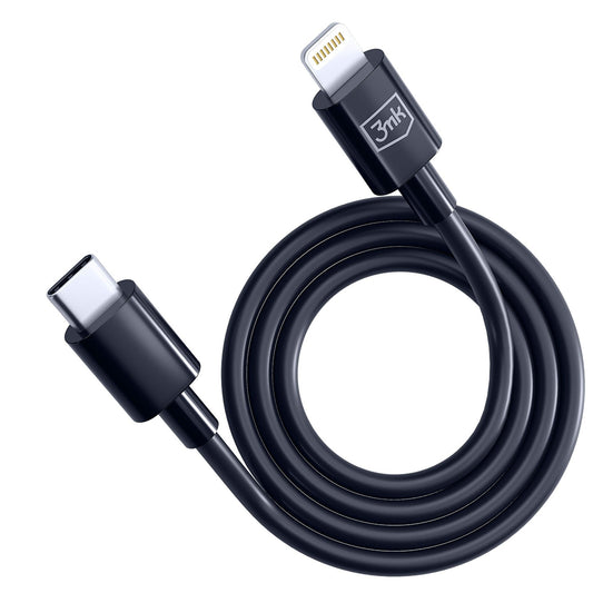 USB-C - Lightning 3MK Hyper adat- és töltőkábel, 20W, 1.2m, Fekete