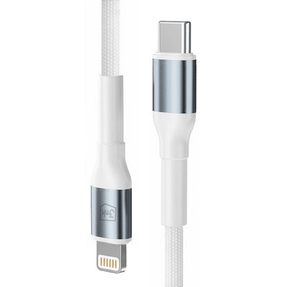 USB-C - Lightning 3MK Hyper N adat- és töltőkábel, 20W, 1m, fehér