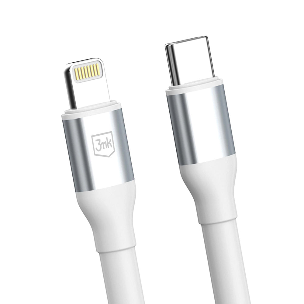 USB-C - Lightning 3MK Hyper N adat- és töltőkábel, 20W, 1m, fehér